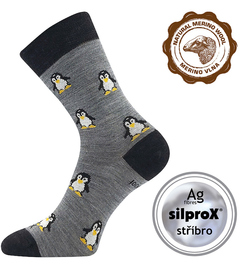 Voxx Sněženka Dámske vlnené merino ponožky BM000004111200100034 tučniaky 39-42 (26-28)