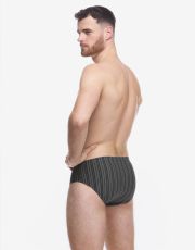 Pánske slipy so širším bokom 71140P GINA Čierna-tm. šedá