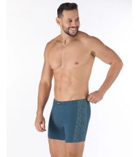 Pánske boxerky dlhšia nohavička 74187P GINA petrolejová-mesiac