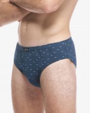 Pánske slipy so širším bokom 71136P GINA tm.popol sv. tyrkysová