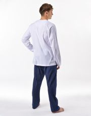 Pánske dlhé pyžamo 79195P GINA Biela-sladkého drievka