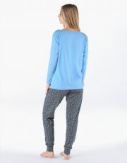 Dámske dlhé pyžamo 19179P GINA Pomienková-tm. šedá