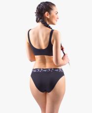 Dámske klasické nohavičky s úzkym bokom 10274P GINA čierna fialová