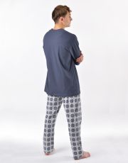 Pánske dlhé pyžamo 79205P GINA tm. šedá-šedá